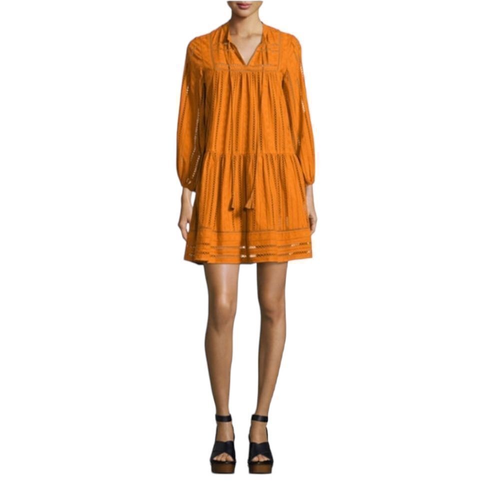Anthtopologie x Shoshanna Marta tunic Dress 3/4 Sleeve in Mango sz 4 AS IS